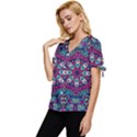 Purple, Blue And Pink Eyes Bow Sleeve Button Up Top View2