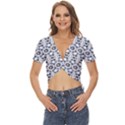 Blue Flowers Twist Front Crop Top View1