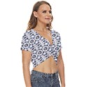 Blue Flowers Twist Front Crop Top View3