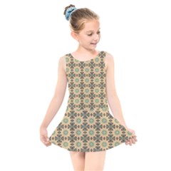 Abstracr Green Caramels Kids  Skater Dress Swimsuit by ConteMonfrey