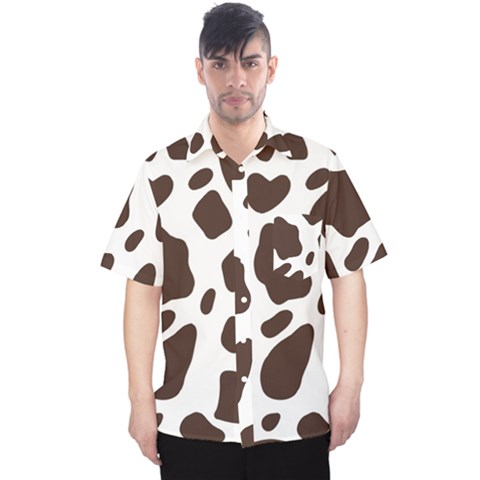 Cow Spots Brown White Men s Hawaii Shirt by ConteMonfrey