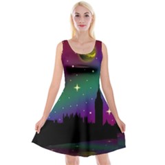 Illustration Clock Asteroid Comet Galaxy Reversible Velvet Sleeveless Dress by Wegoenart