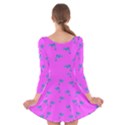 Pink and blue, cute dolphins pattern, animals theme Long Sleeve Velvet Skater Dress View2