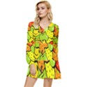 Fruit Food Wallpaper Tiered Long Sleeve Mini Dress View1