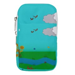 Frog Log Stream River Wallpaper Waist Pouch (small) by Ravend