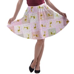 Giraffe Pattern Art Background A-line Skater Skirt by Ravend