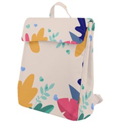 Border Leaves Design Frame Flap Top Backpack by Ravend