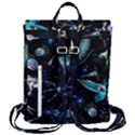 Colorful Abstract Pattern Consisting Glowing Lights Luminescent Images Marine Plankton Dark Flap Top Backpack View3