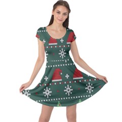 Beautiful Knitted Christmas Xmas Pattern Cap Sleeve Dress by Jancukart