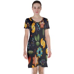 Christmas Seamless Pattern Short Sleeve Nightdress by Jancukart