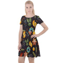 Christmas Seamless Pattern Cap Sleeve Velour Dress  by Jancukart