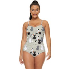 Cute-cat-seamless-pattern Retro Full Coverage Swimsuit by Jancukart