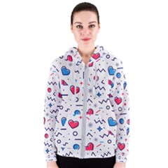 Hearts-seamless-pattern-memphis-style Women s Zipper Hoodie by Jancukart