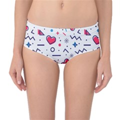 Hearts-seamless-pattern-memphis-style Mid-waist Bikini Bottoms by Jancukart