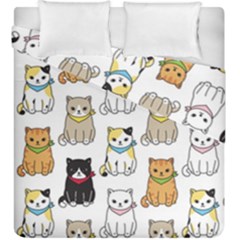 Cat-kitten-seamless-pattern Duvet Cover Double Side (king Size) by Jancukart