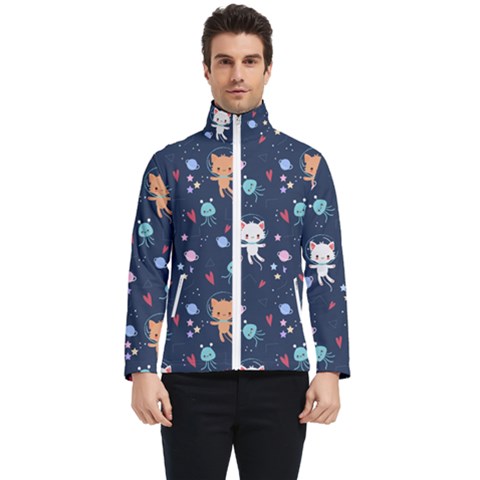 Cute-astronaut-cat-with-star-galaxy-elements-seamless-pattern Men s Bomber Jacket by Jancukart
