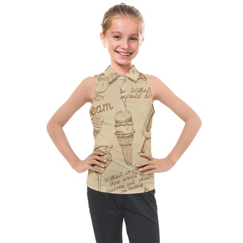 Ice-cream-vintage-pattern Kids  Sleeveless Polo Tee by Jancukart