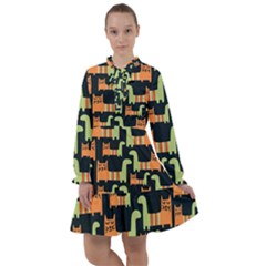 Seamless-pattern-with-cats All Frills Chiffon Dress by Jancukart