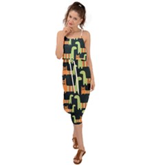 Seamless-pattern-with-cats Waist Tie Cover Up Chiffon Dress by Jancukart