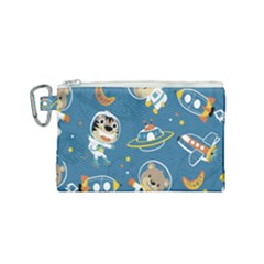 Seamless-pattern-funny-astronaut-outer-space-transportation Canvas Cosmetic Bag (small) by Jancukart