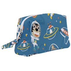 Seamless-pattern-funny-astronaut-outer-space-transportation Wristlet Pouch Bag (large) by Jancukart