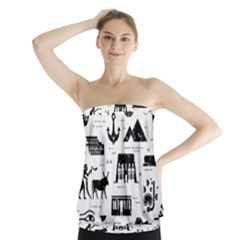 Dark-seamless-pattern-symbols-landmarks-signs-egypt --- Strapless Top by Jancukart