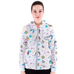 Unicorns-rainbows-seamless-pattern Women s Zipper Hoodie by Jancukart