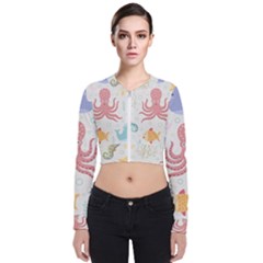 Underwater-seamless-pattern-light-background-funny Long Sleeve Zip Up Bomber Jacket by Jancukart