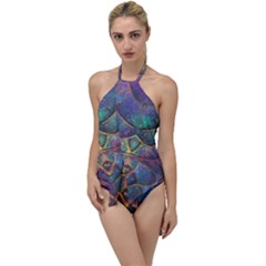 Dragon Fractal Pattern Texture Go With The Flow One Piece Swimsuit by Wegoenart