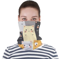 Seamless Pattern Cute Cat Cartoons Face Seamless Bandana (adult) by Wegoenart