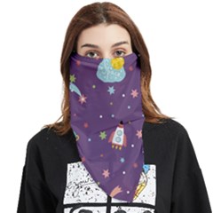 Space Travels Seamless Pattern Vector Cartoon Face Covering Bandana (triangle) by Wegoenart