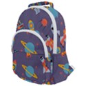 Space Seamless Pattern Rounded Multi Pocket Backpack View1