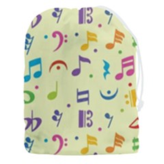 Seamless Pattern Musical Note Doodle Symbol Drawstring Pouch (3xl) by Wegoenart