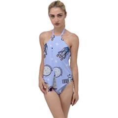 Seamless Pattern With Space Theme Go With The Flow One Piece Swimsuit by Wegoenart