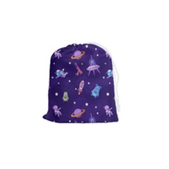 Space Seamless Pattern Drawstring Pouch (small) by Wegoenart