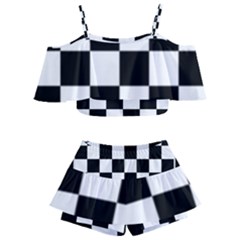 Chess Board Background Design Kids  Off Shoulder Skirt Bikini by Wegoenart