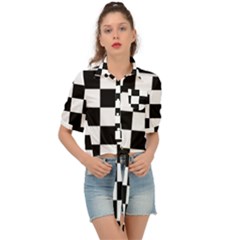 Chess Board Background Design Tie Front Shirt  by Wegoenart