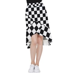 Chess Board Background Design Frill Hi Low Chiffon Skirt by Wegoenart