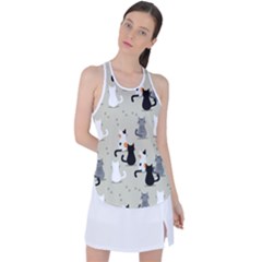 Cute-cat-seamless-pattern Racer Back Mesh Tank Top by Wegoenart