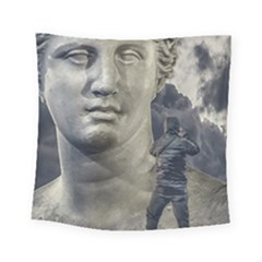 Men Taking Photos Of Greek Goddess Square Tapestry (small) by dflcprintsclothing