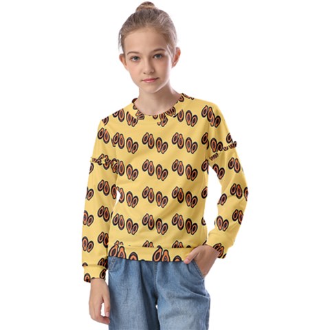 Pastel Orange Papaya Kids  Long Sleeve Tee With Frill  by ConteMonfrey