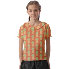 Pineapple Orange Pastel Kids  Frill Chiffon Blouse by ConteMonfrey