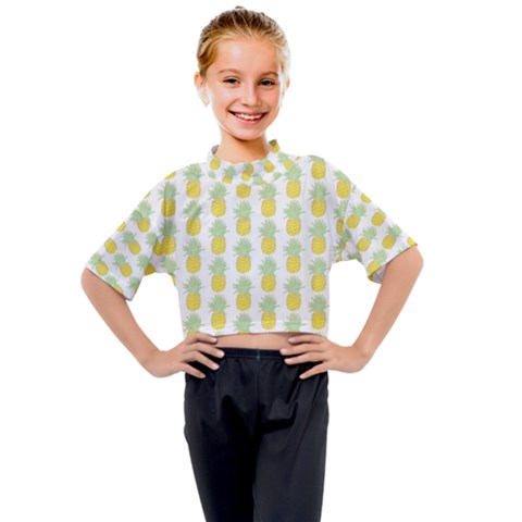 Pineapple Glitter Kids Mock Neck Tee by ConteMonfrey