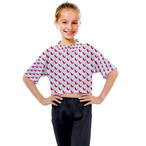 Small Mini Peppers White Kids Mock Neck Tee by ConteMonfrey