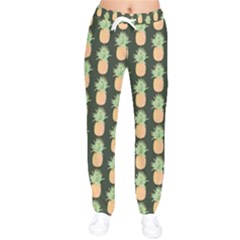 Pineapple Green Women Velvet Drawstring Pants by ConteMonfrey