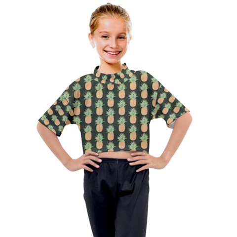 Pineapple Green Kids Mock Neck Tee by ConteMonfrey