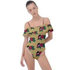 Guarana Fruit Brown Frill Detail One Piece Swimsuit by ConteMonfrey