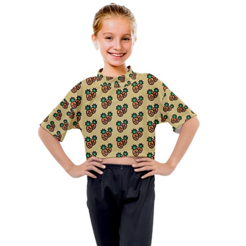 Pastel Pineapple Kids Mock Neck Tee by ConteMonfrey
