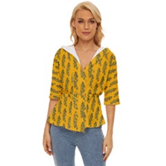 Yellow Lemon Branches Garda Lightweight Drawstring Hooded Top by ConteMonfrey