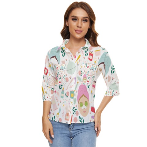 Skincare Night Women s Quarter Sleeve Pocket Shirt by ConteMonfrey